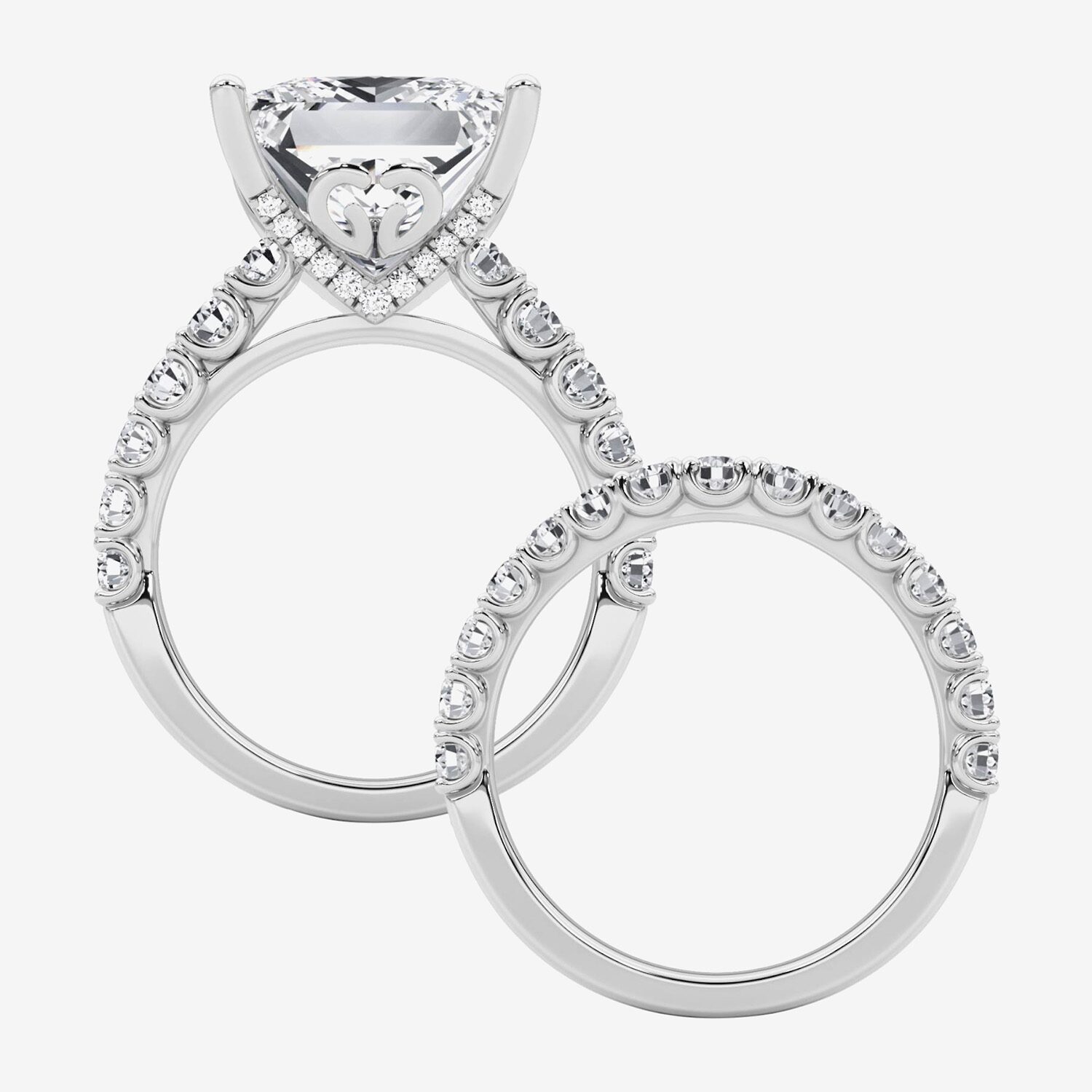 (F / Vs2) Womens 10 1/3 Ct. T.W. Lab Grown White Diamond 14K Gold Side Stone Bridal Set