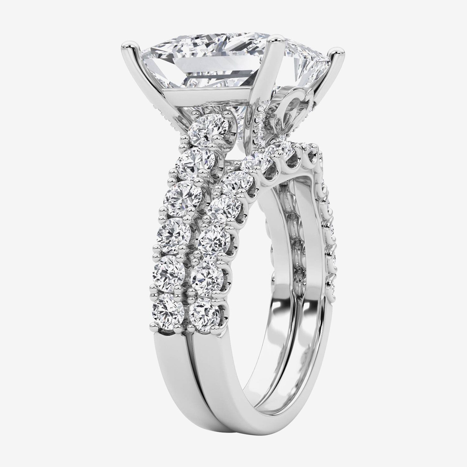 (F / Vs2) Womens 10 1/3 Ct. T.W. Lab Grown White Diamond 14K Gold Side Stone Bridal Set