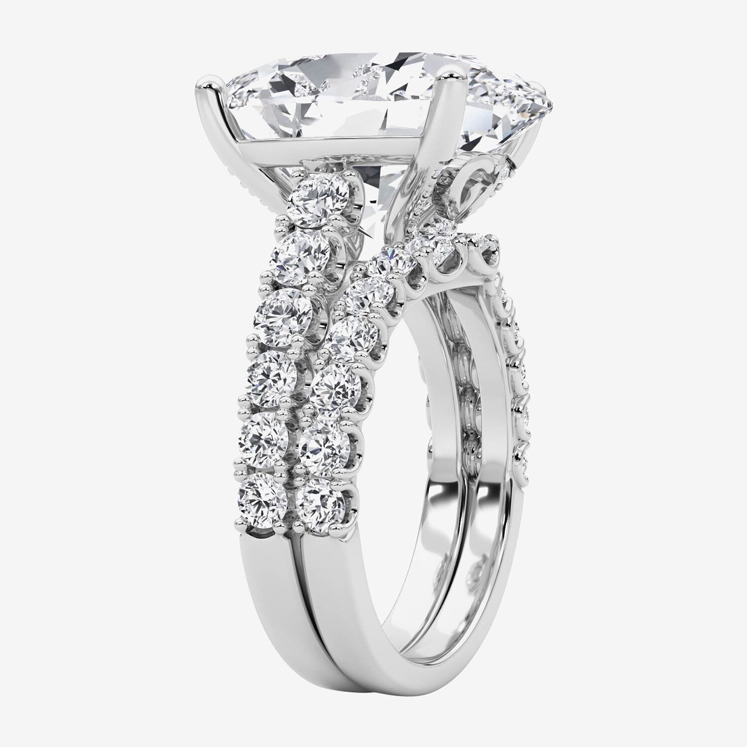 F / Vs2) Womens 3/ Ct. T.W. Lab Grown White Diamond 14K Gold Oval Side Stone Bridal Set