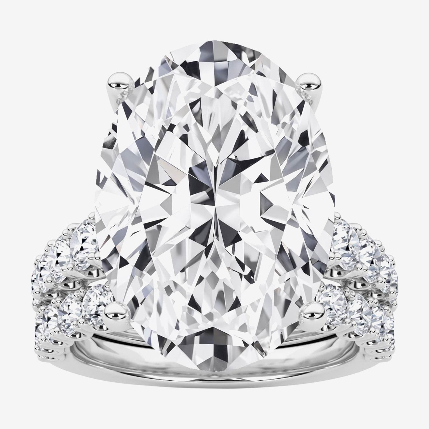 (F / Vs2) Womens 12 3/8 Ct. T.W. Lab Grown White Diamond 14K Gold Oval Side Stone Bridal Set