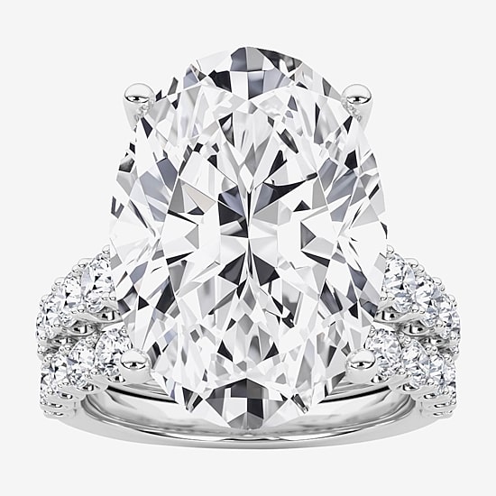 Grown Gorgeous (F / Vs2) Womens 12 3/8 Ct. T.W. Lab Grown White Diamond 14K Gold Oval Side Stone Bridal Set