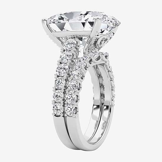 Grown Gorgeous (F / Vs2) Womens 12 3/8 Ct. T.W. Lab Grown White Diamond 14K Gold Oval Side Stone Bridal Set