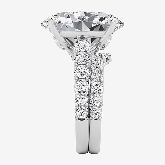 Grown Gorgeous (F / Vs2) Womens 12 3/8 Ct. T.W. Lab Grown White Diamond 14K Gold Oval Side Stone Bridal Set