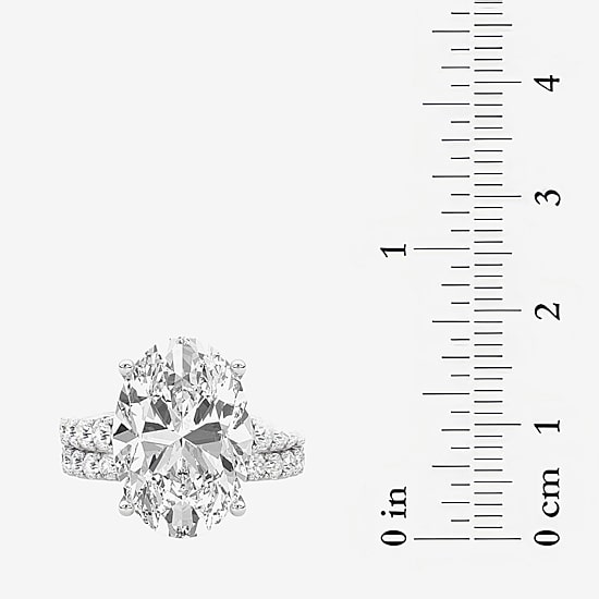 Grown Gorgeous (F / Vs2) Womens 12 3/8 Ct. T.W. Lab Grown White Diamond 14K Gold Oval Side Stone Bridal Set