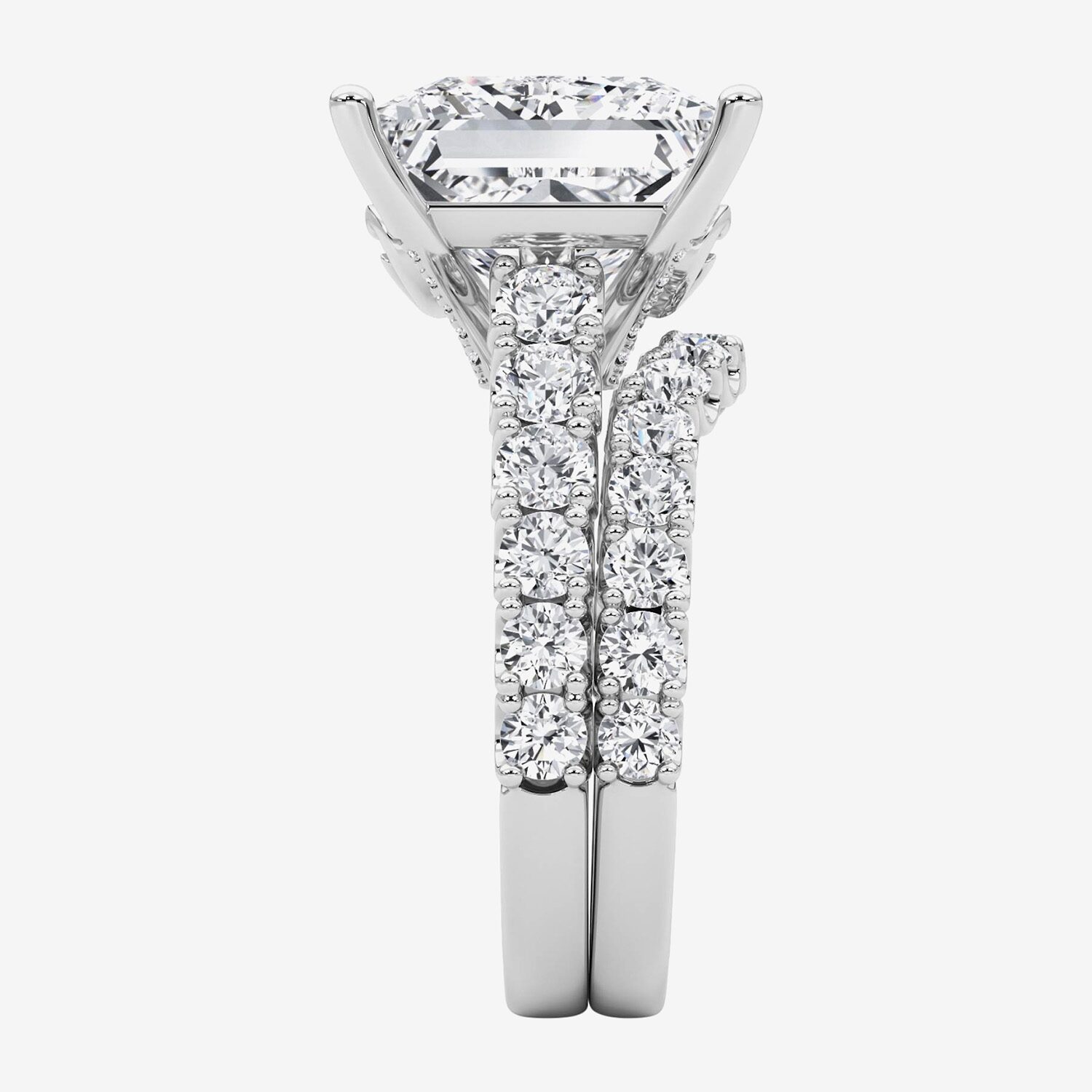 (F / Vs2) Womens 10 1/3 Ct. T.W. Lab Grown White Diamond 14K Gold Side Stone Bridal Set