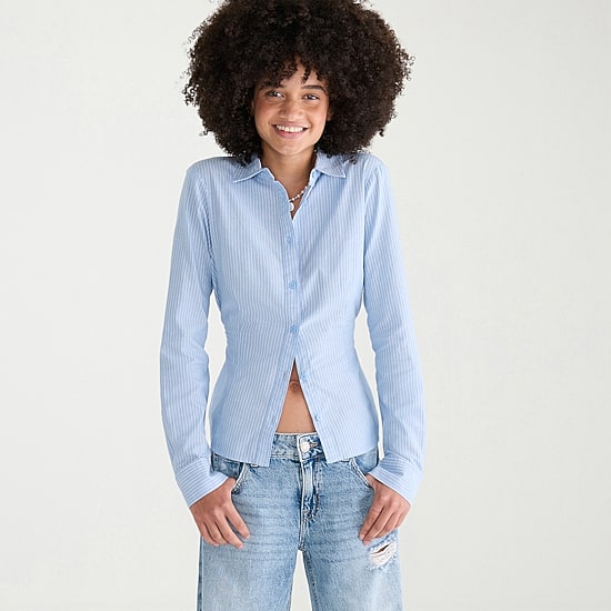 AEROPOSTALE Womens Juniors Long Sleeve Regular Fit Button-Down Shirt