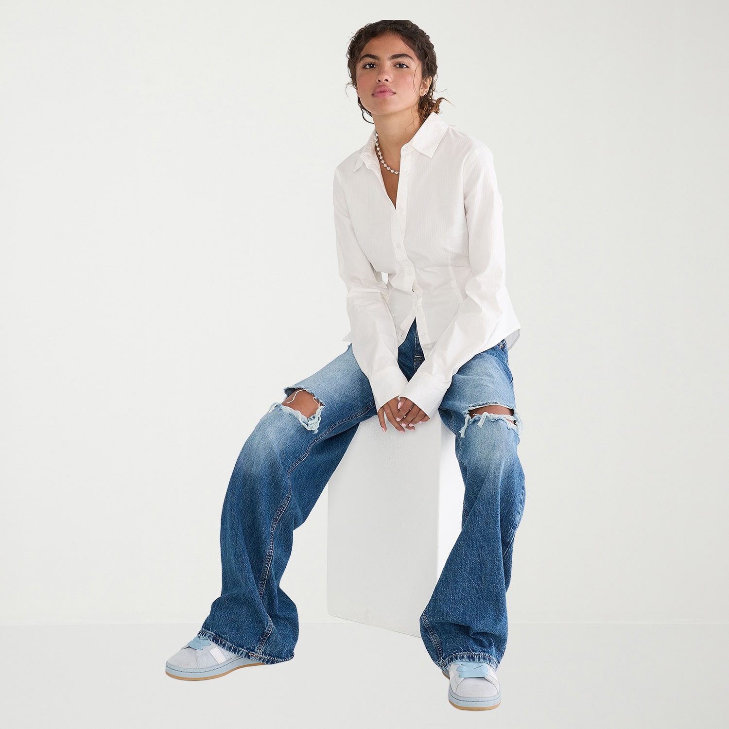 AEROPOSTALE Womens Juniors Long Sleeve Regular Fit Button-Down Shirt
