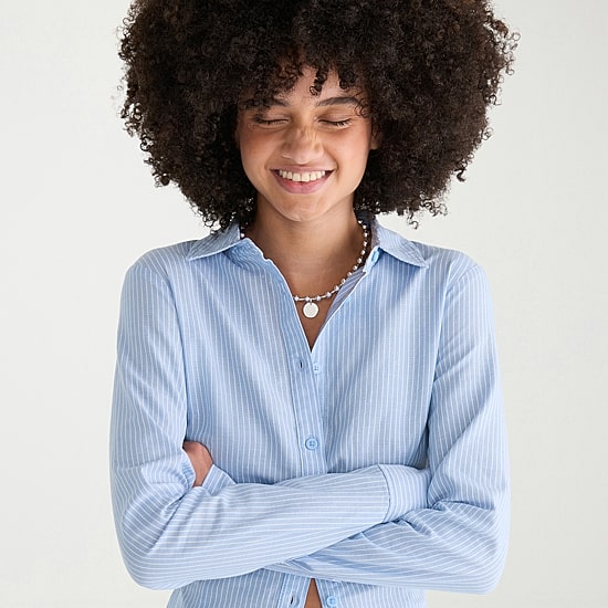 AEROPOSTALE Womens Juniors Long Sleeve Regular Fit Button-Down Shirt