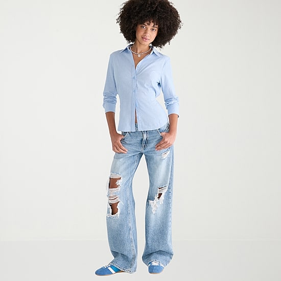 AEROPOSTALE Womens Juniors Long Sleeve Regular Fit Button-Down Shirt