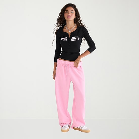 AEROPOSTALE Womens Long Sleeve Regular Fit Henley Shirt