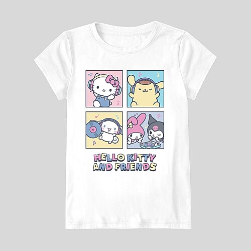 Little & Big Kid Girls Crew Neck Short Sleeve Regular Fit Hello Kitty Graphic T-Shirt, Large (14), White
