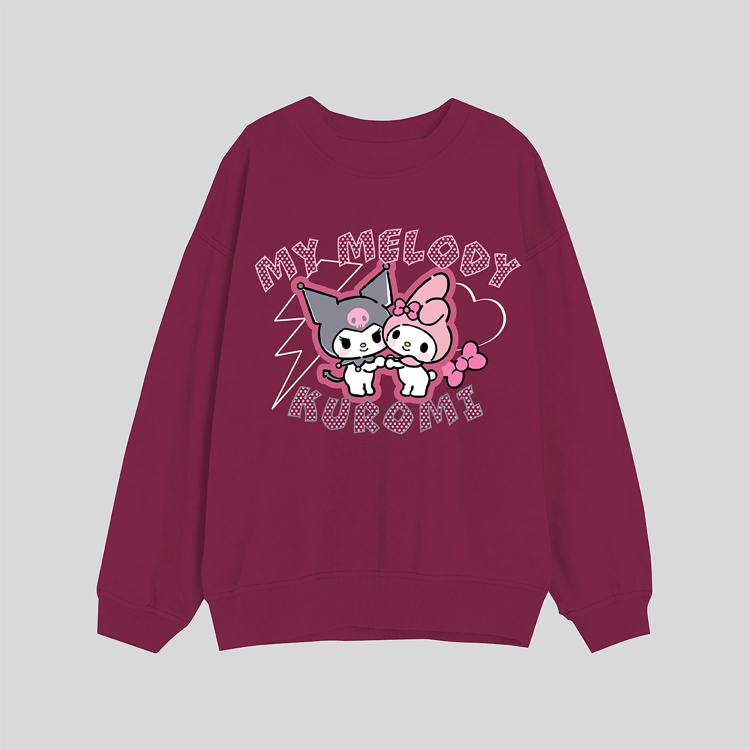 Little & Big Kid Girls Crew Neck Fleece Long Sleeve Kuromi My Melody Sweatshirt