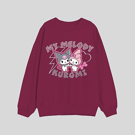 Little & Big Kid Girls Crew Neck Fleece Long Sleeve Kuromi My Melody Sweatshirt