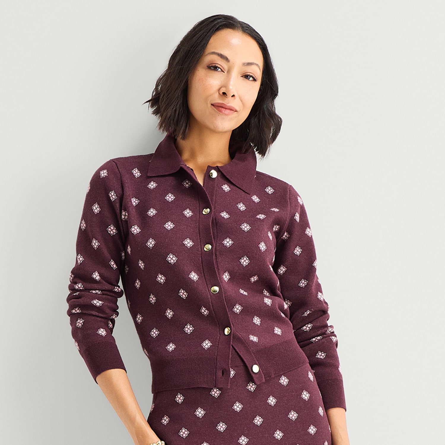Liz Claiborne Womens Long Sleeve Button Cardigan
