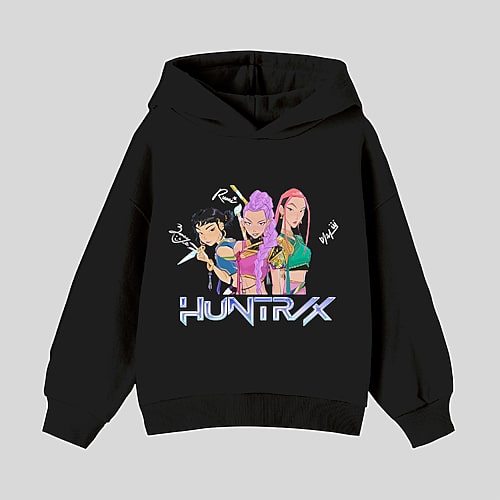Mad Engine Little & Big Kid Girls Long Sleeve Kpop Demon Hunters Fleece Big Hoodie In Black