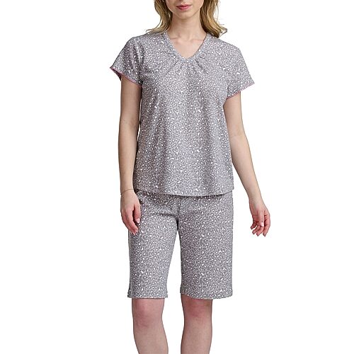 Karen Neuburger Mens V-neck Short Sleeve 2-pc. Pajama Set In Gray