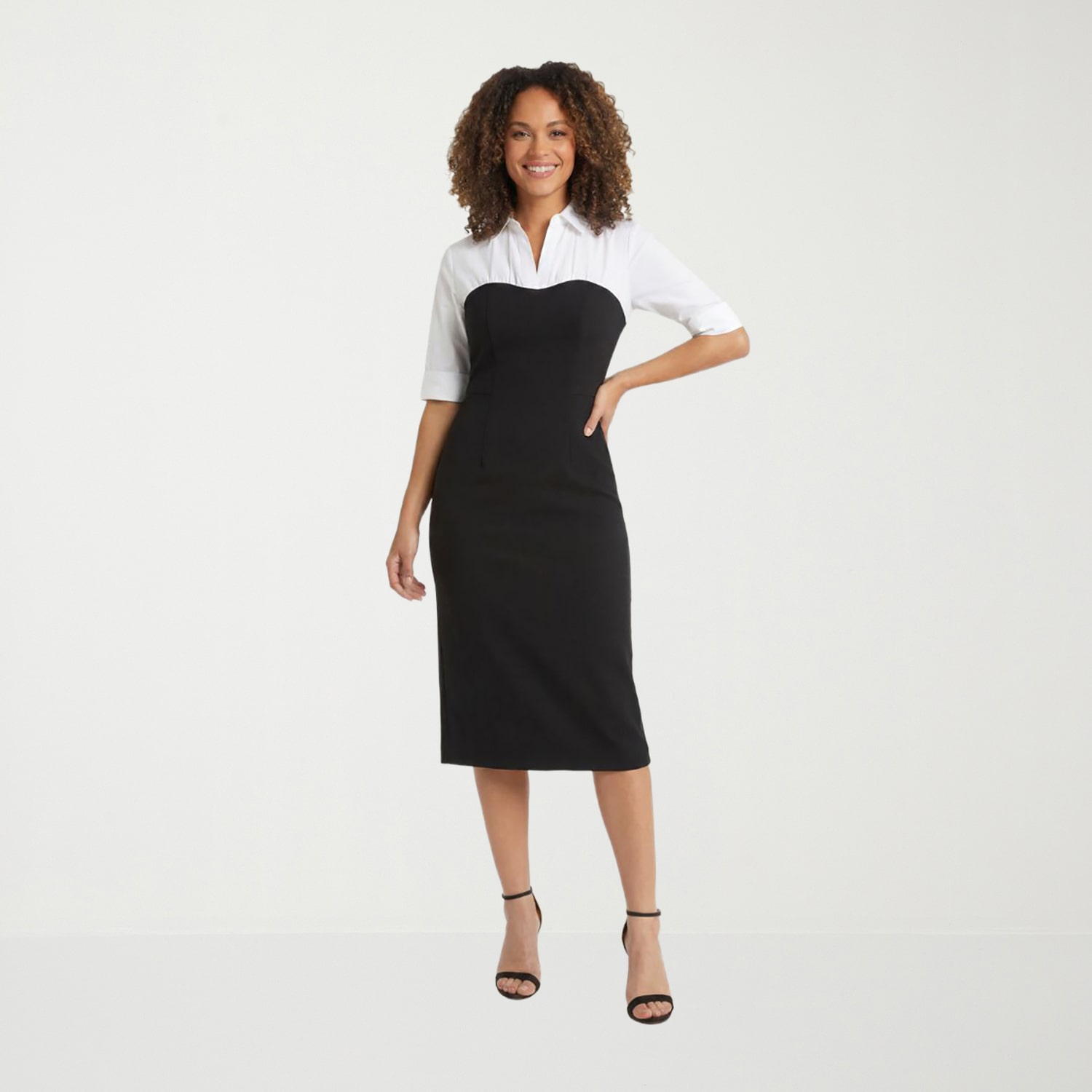 London Times Womens Elbow Sleeve Sheath Dress