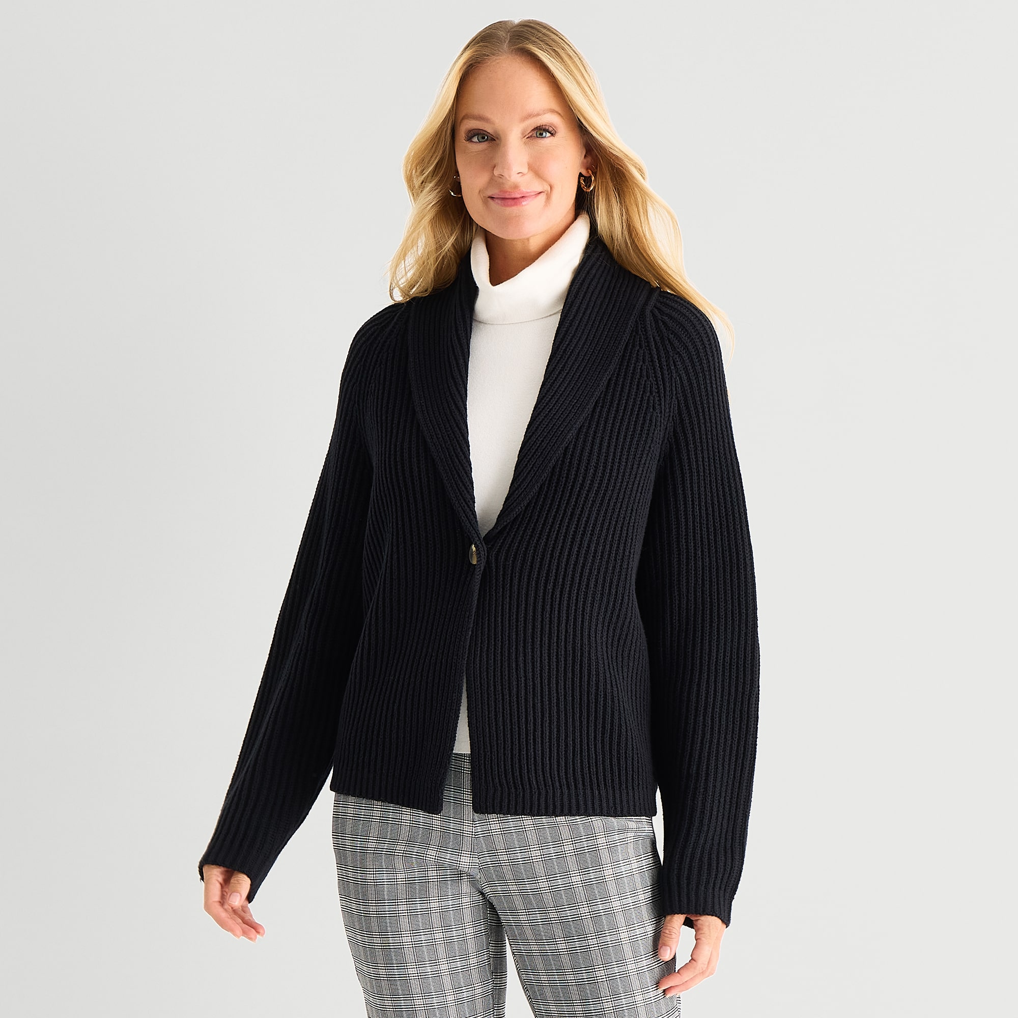 Liz Claiborne Womens V Neck Long Sleeve Button Cardigan