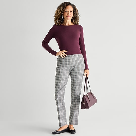 Liz Claiborne Womens Crew Neck Long Sleeve T-Shirt