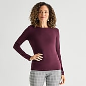 Liz Claiborne Womens Crew Neck Long Sleeve T-Shirt