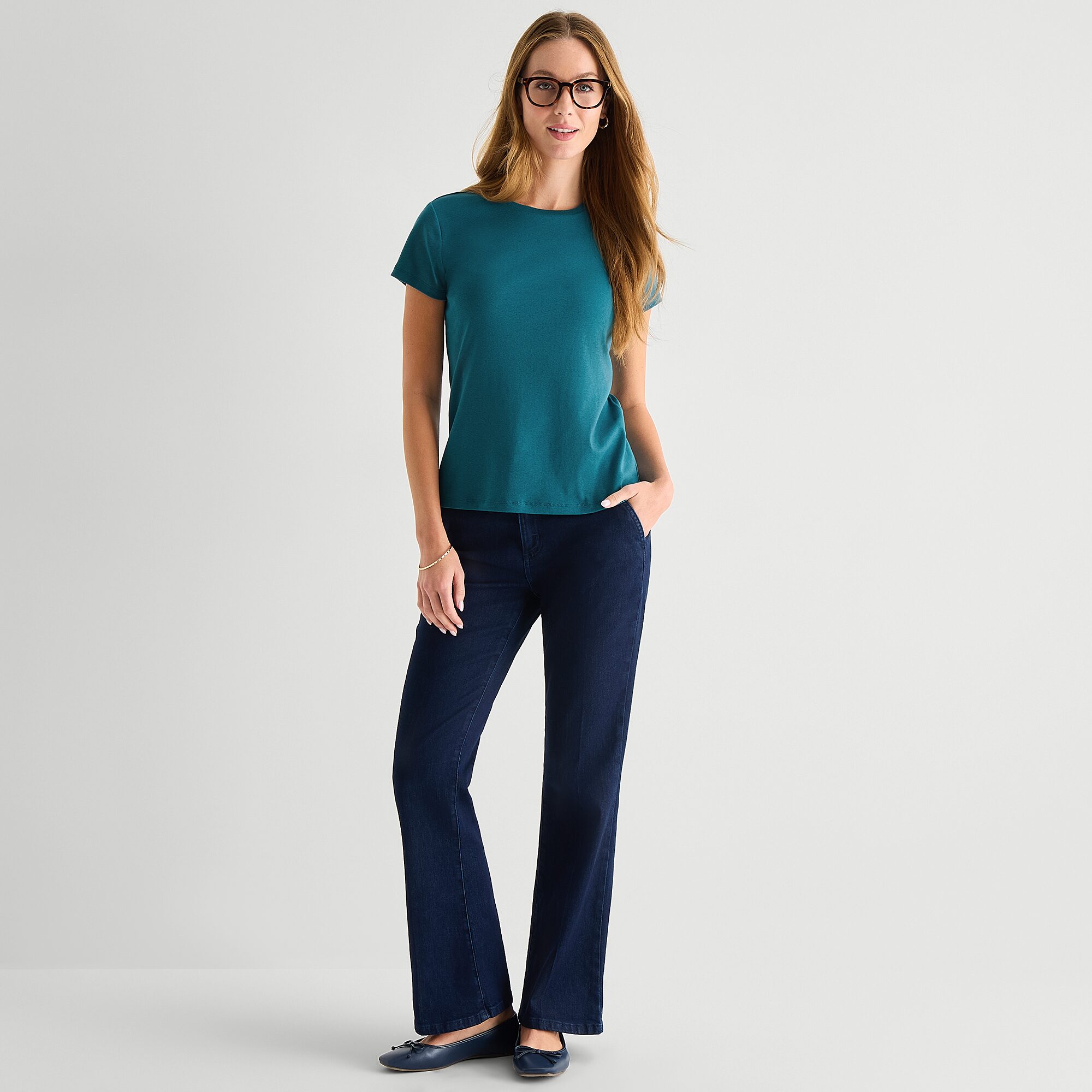 Liz Claiborne Womens Crew Neck Short Sleeve T-Shirt
