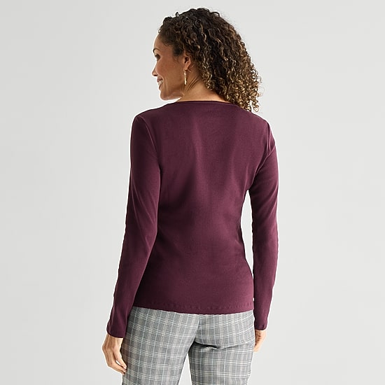Liz Claiborne Womens Crew Neck Long Sleeve T-Shirt