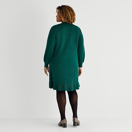 Robbie Bee Womens Plus Long Sleeve Sweater Dress