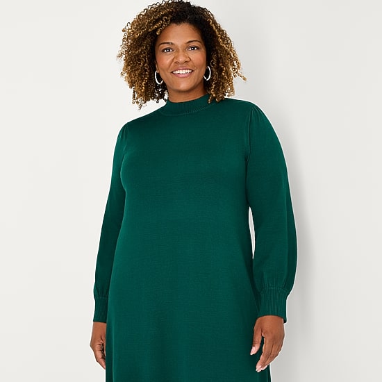 Robbie Bee Womens Plus Long Sleeve Sweater Dress