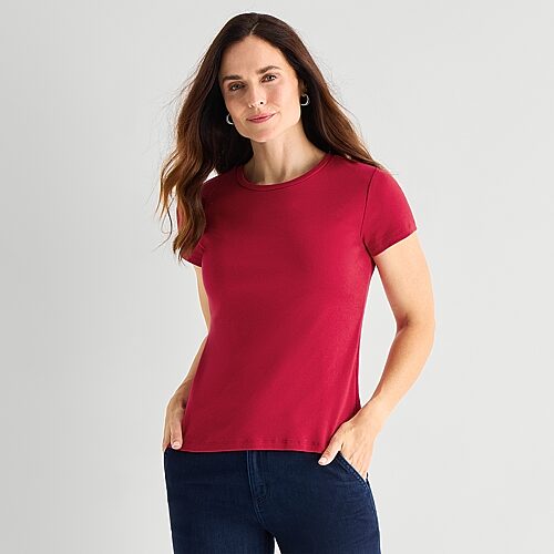Liz Claiborne Womens Crew Neck Short Sleeve T-shirt In Red