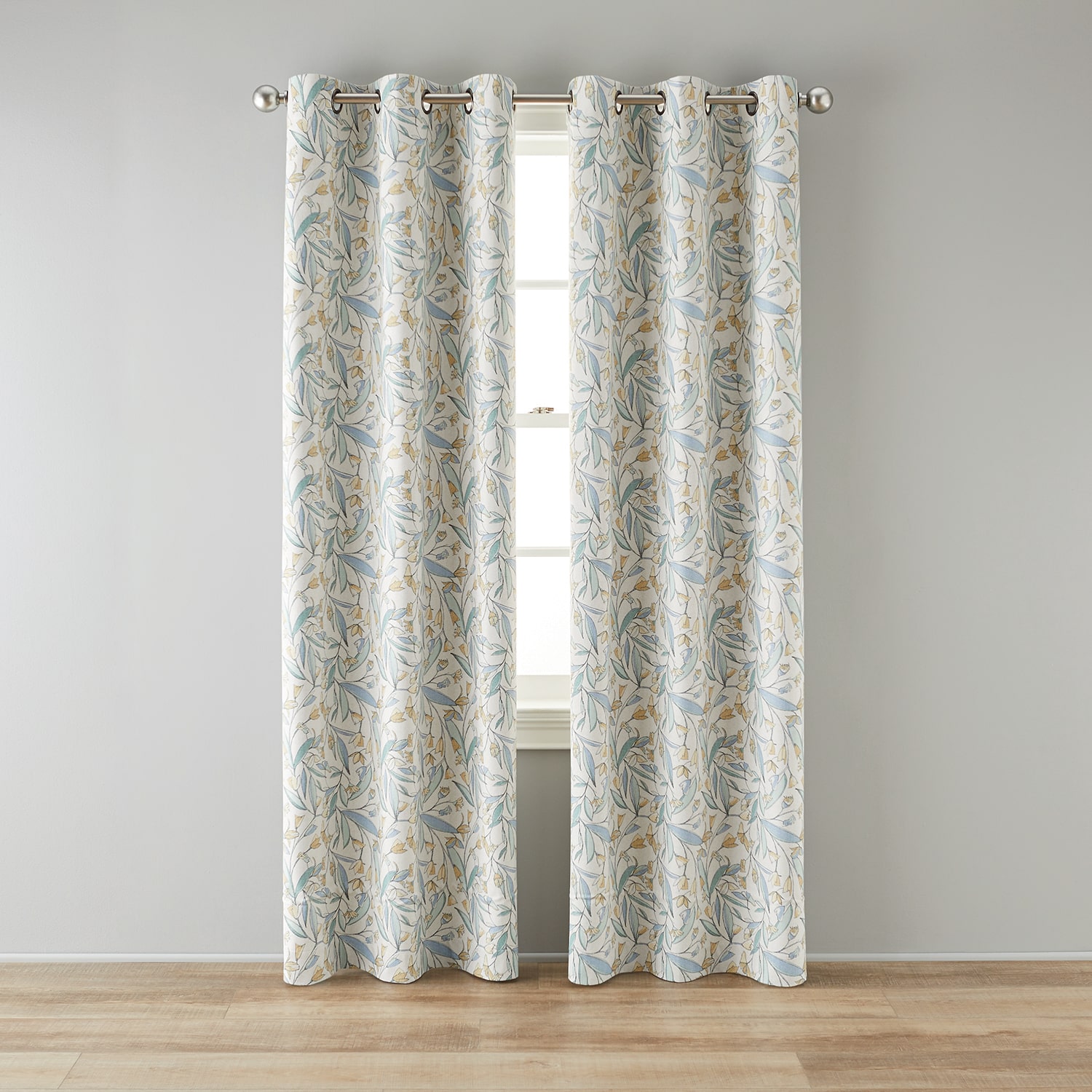 Home Expressions Dalton Floral Grommet Top 100% Blackout Single Curtain Panel