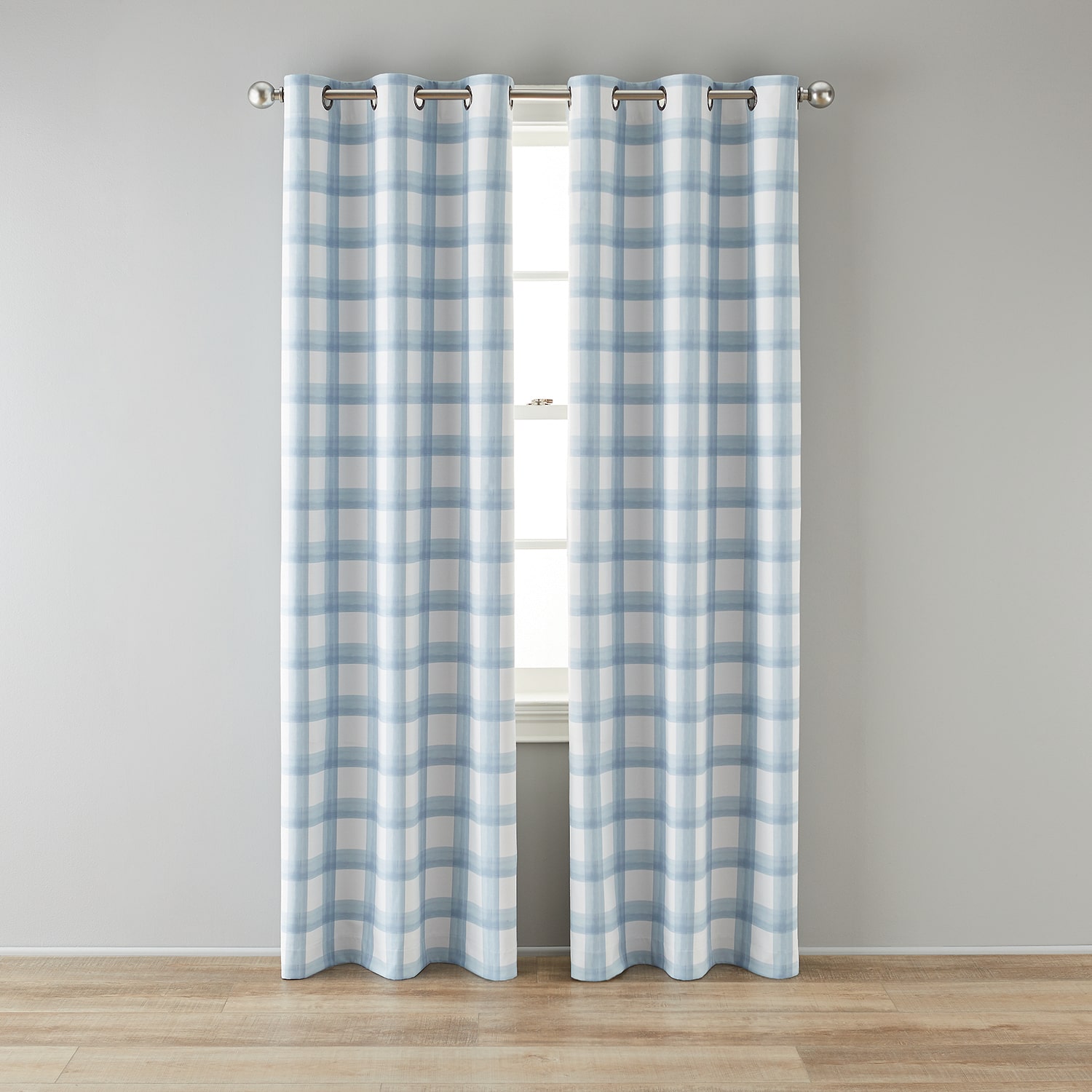 Home Expressions Dalton Gingham Grommet Top 100% Blackout Single Curtain Panel