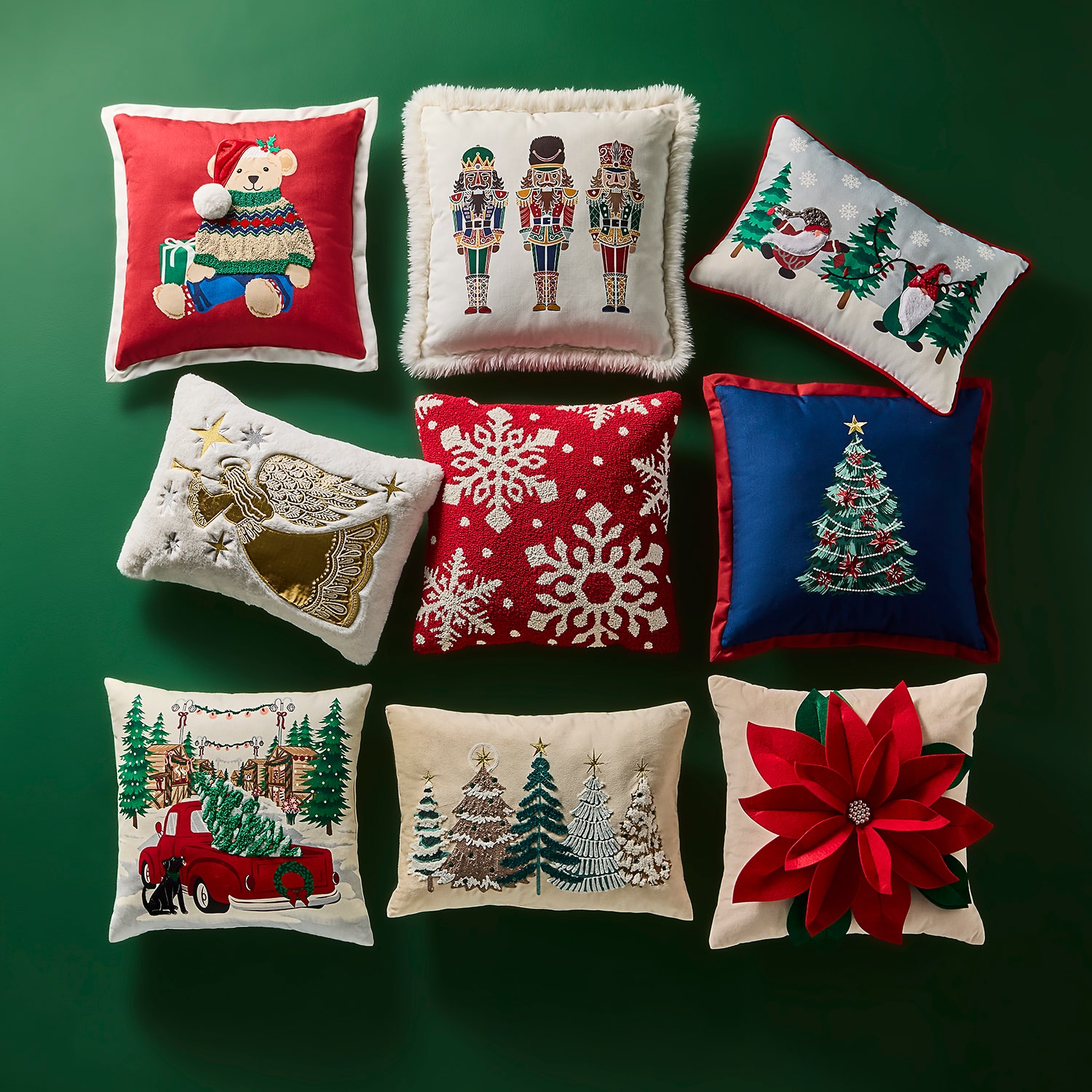North Pole Trading Co. Teddy Bear Holiday Square Throw Pillow