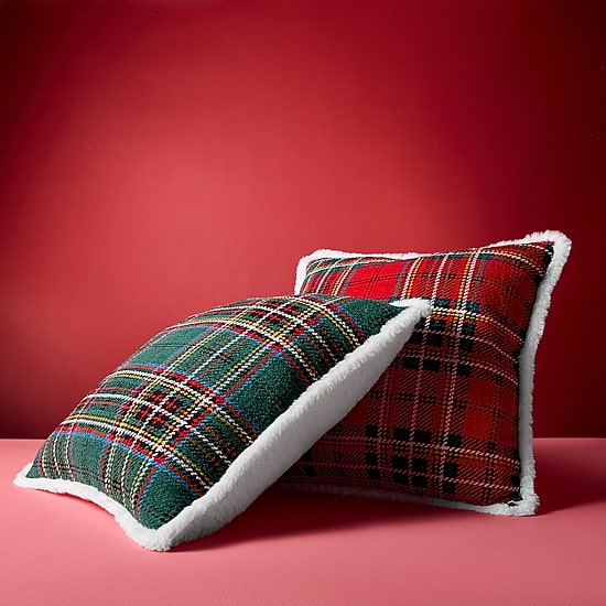 North Pole Trading Co. Boucle Chenille Plaid Square Throw Pillow