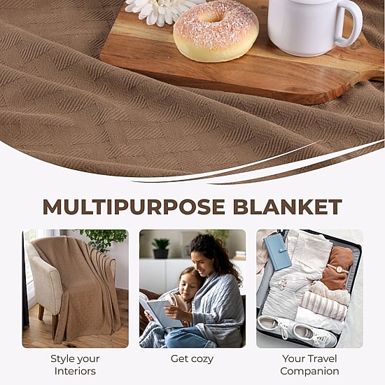 SUPERIOR® Basketweave All Season Breathable 100% Cotton Midweight Blanket