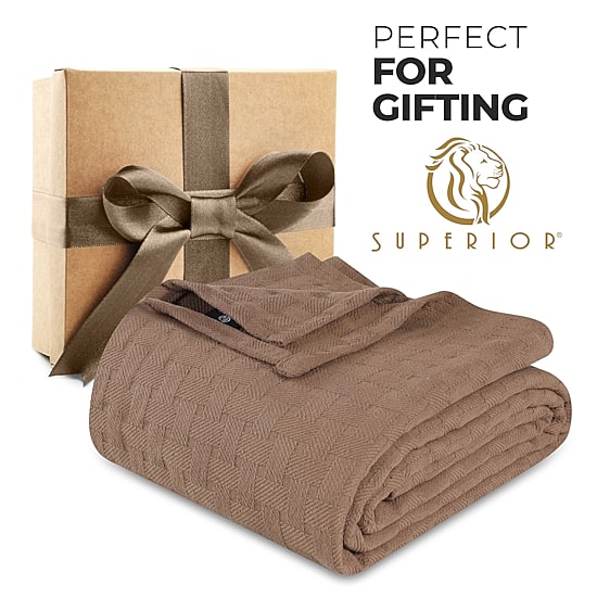 SUPERIOR® Basketweave All Season Breathable 100% Cotton Midweight Blanket