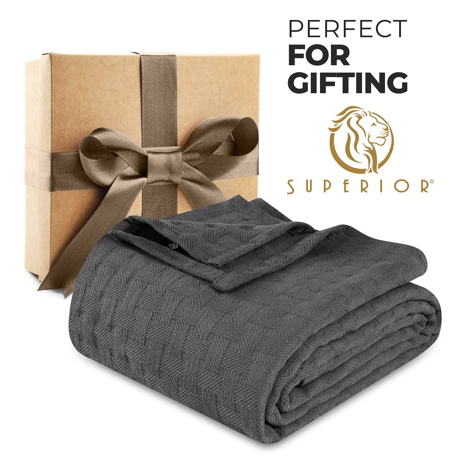 SUPERIOR® Basket Weaveall Season Breathable 100% Cotton Midweight Blanket