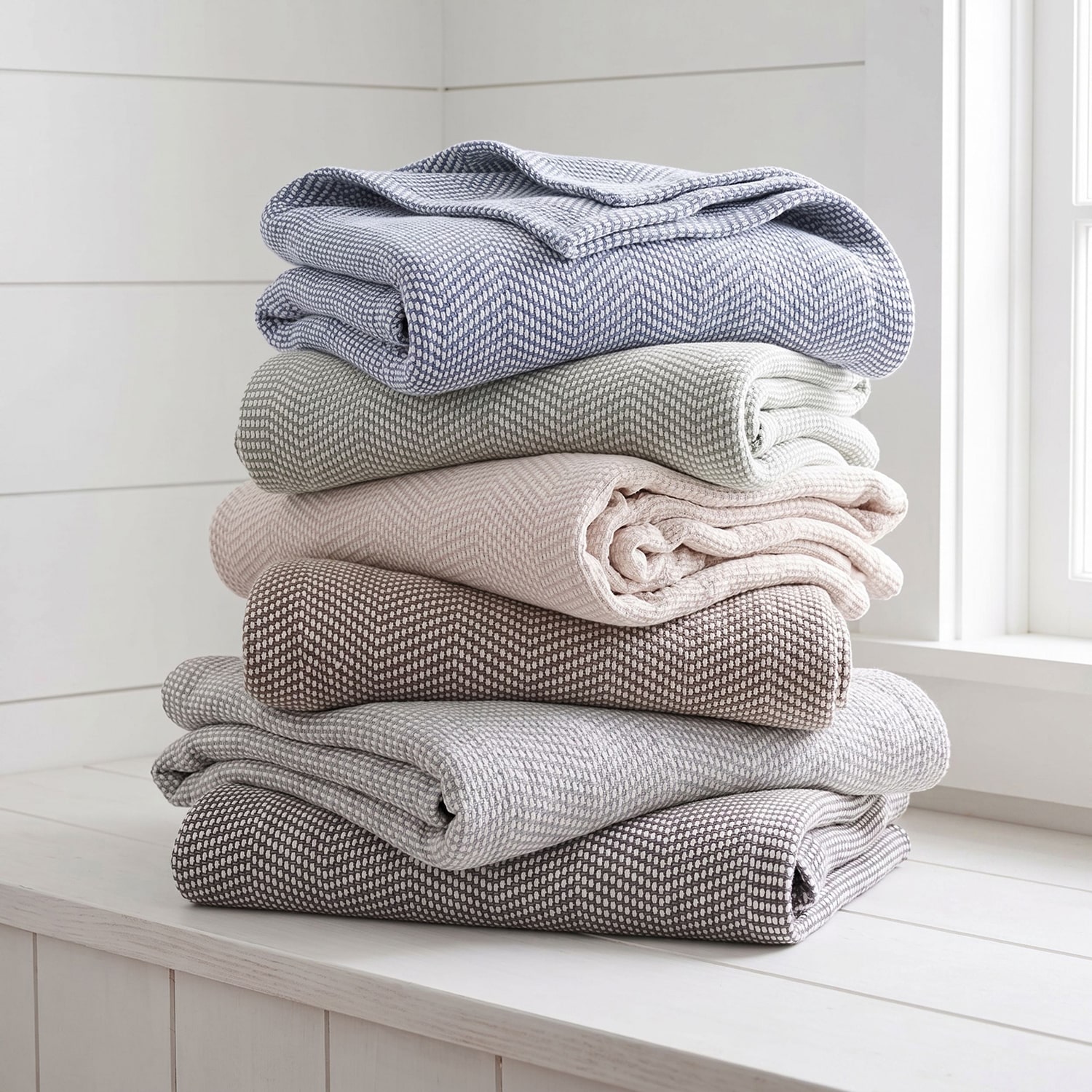 SUPERIOR® Chrisney Chevron Woven All Season 100% Cotton Layering Midweight Blanket