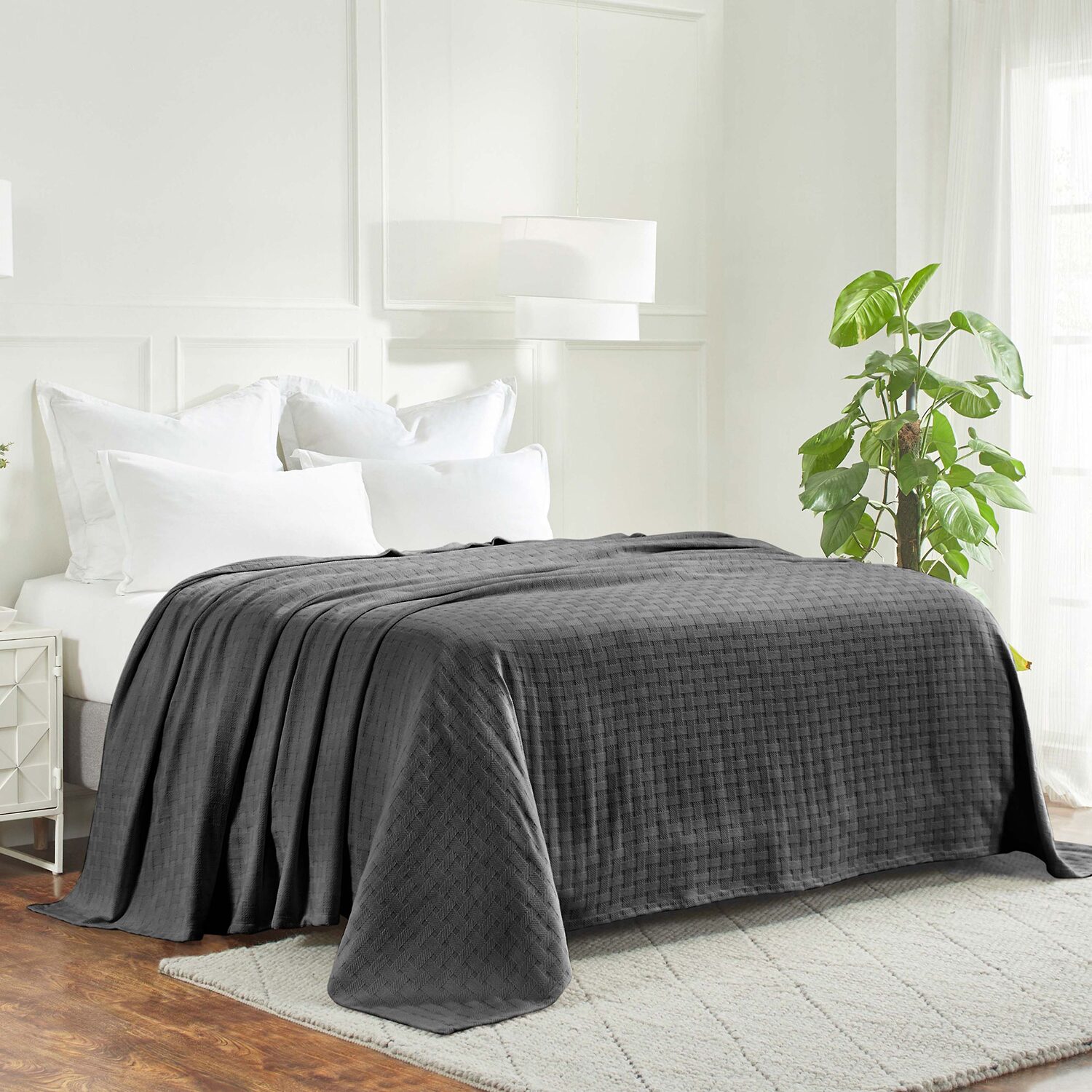 SUPERIOR® Basket Weaveall Season Breathable 100% Cotton Midweight Blanket