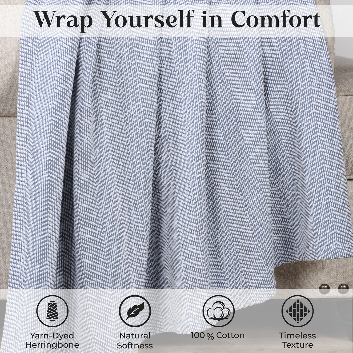 SUPERIOR® Chrisney Chevron Woven All Season 100% Cotton Layering Midweight Blanket