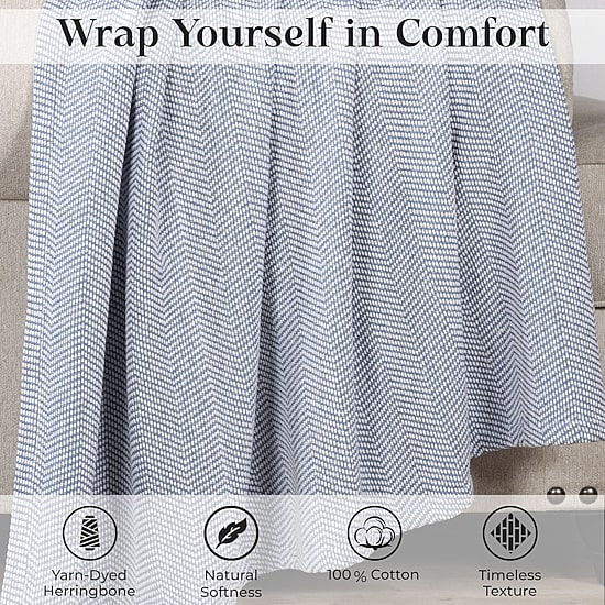 SUPERIOR® Chrisney Chevron Woven All Season 100% Cotton Layering Midweight Blanket