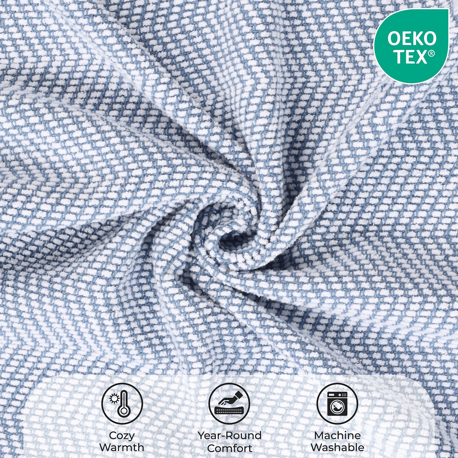 SUPERIOR® Chrisney Chevron Woven All Season 100% Cotton Layering Midweight Blanket