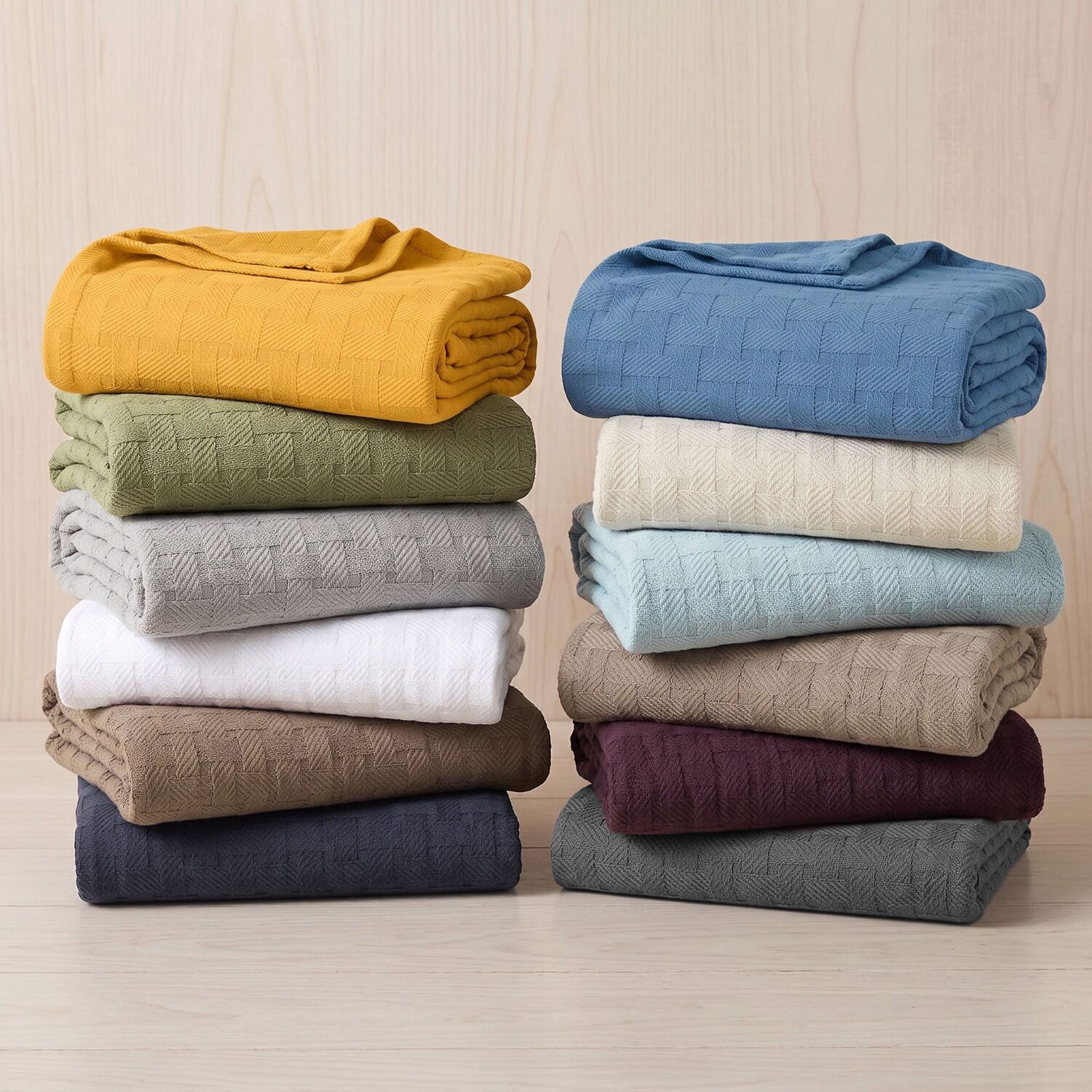 SUPERIOR® Basket Weaveall Season Breathable 100% Cotton Midweight Blanket