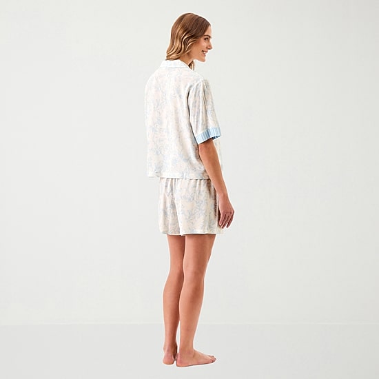 Martha Stewart Womens V-Neck Short Sleeve 2-pc. Pajama Set