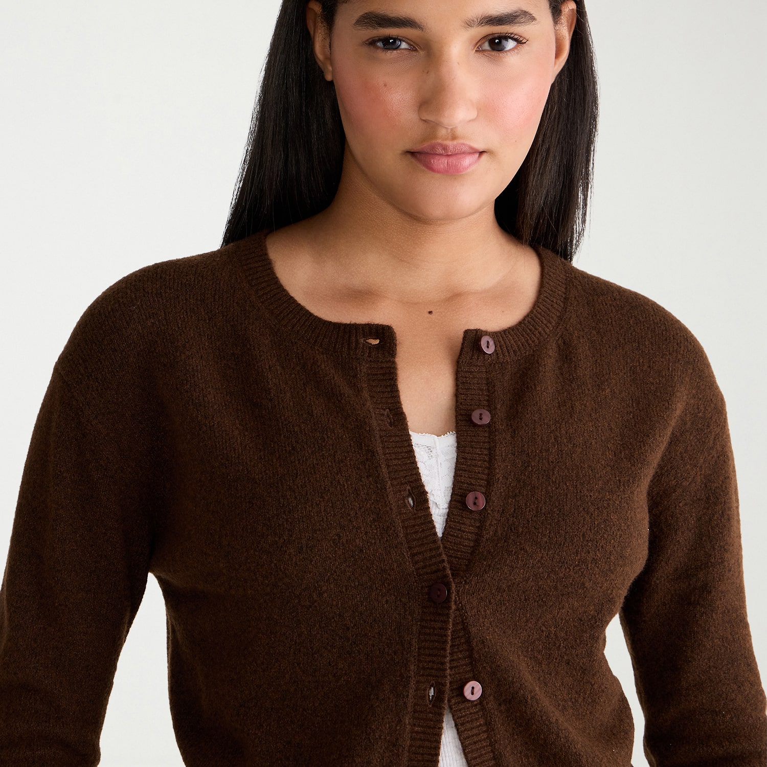 AEROPOSTALE Womens Split Crew Neck Long Sleeve Zipper Juniors Cardigan