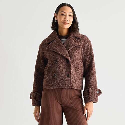 Liz Claiborne Womens Midweight Peacoat In Brown