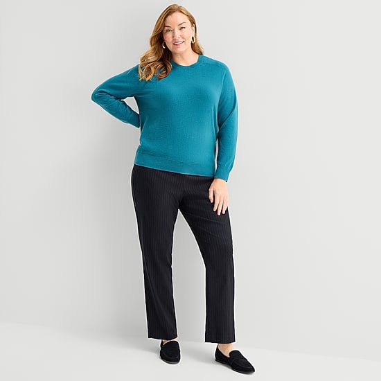 Liz Claiborne Plus Luxe Womens Crew Neck Long Sleeve Pullover Sweater