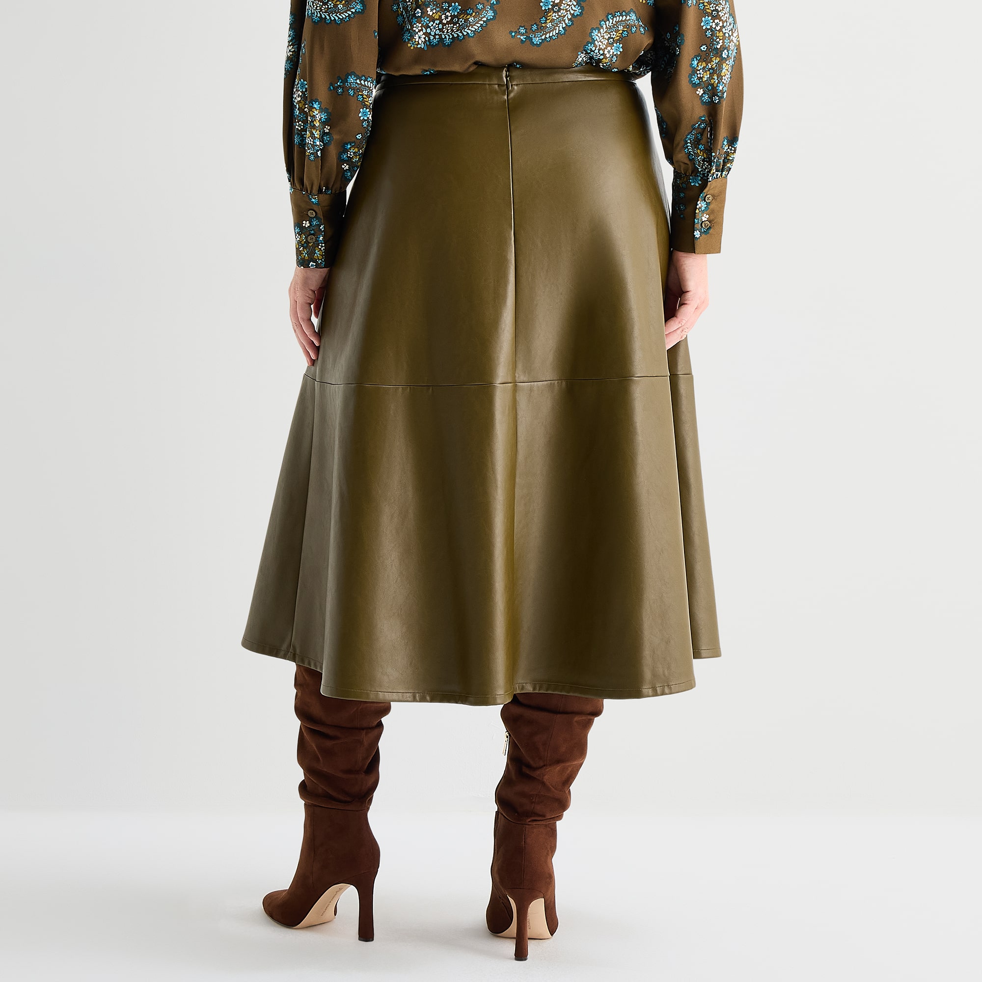 Liz Claiborne Womens Plus Midi Flared Skirt