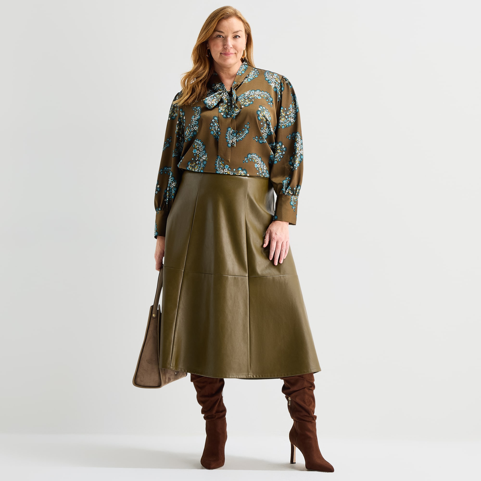 Liz Claiborne Womens Plus Midi Flared Skirt