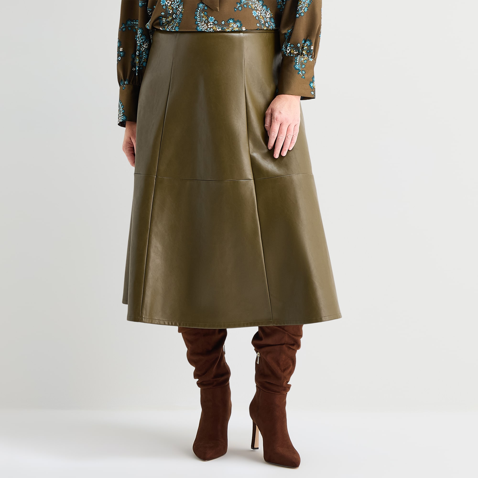 Liz Claiborne Womens Plus Midi Flared Skirt