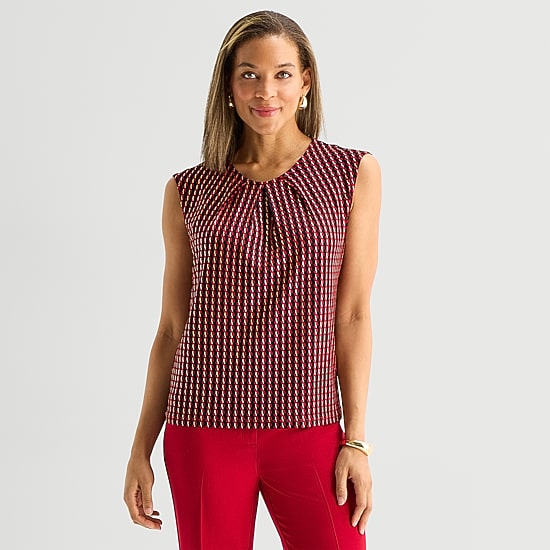 Black Label by Evan-Picone Womens Round Neck Short Sleeve Blouse